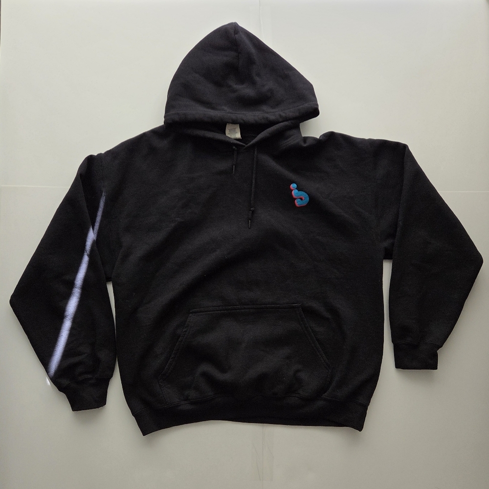 Black Gildan Hoodie with Embroidered Logo Large Men's UGC